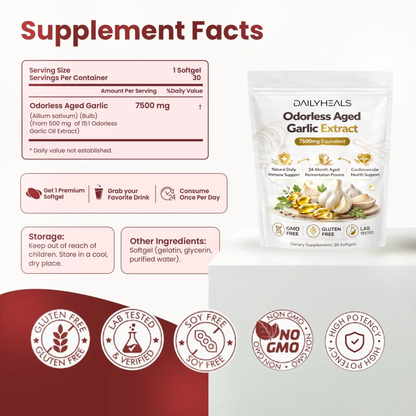 Aged Garlic Extract - 7500mg Odorless Softgels